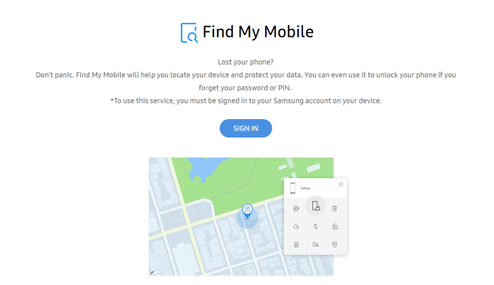 Samsung Find My Mobile to track Samsung Galaxy S10 Location